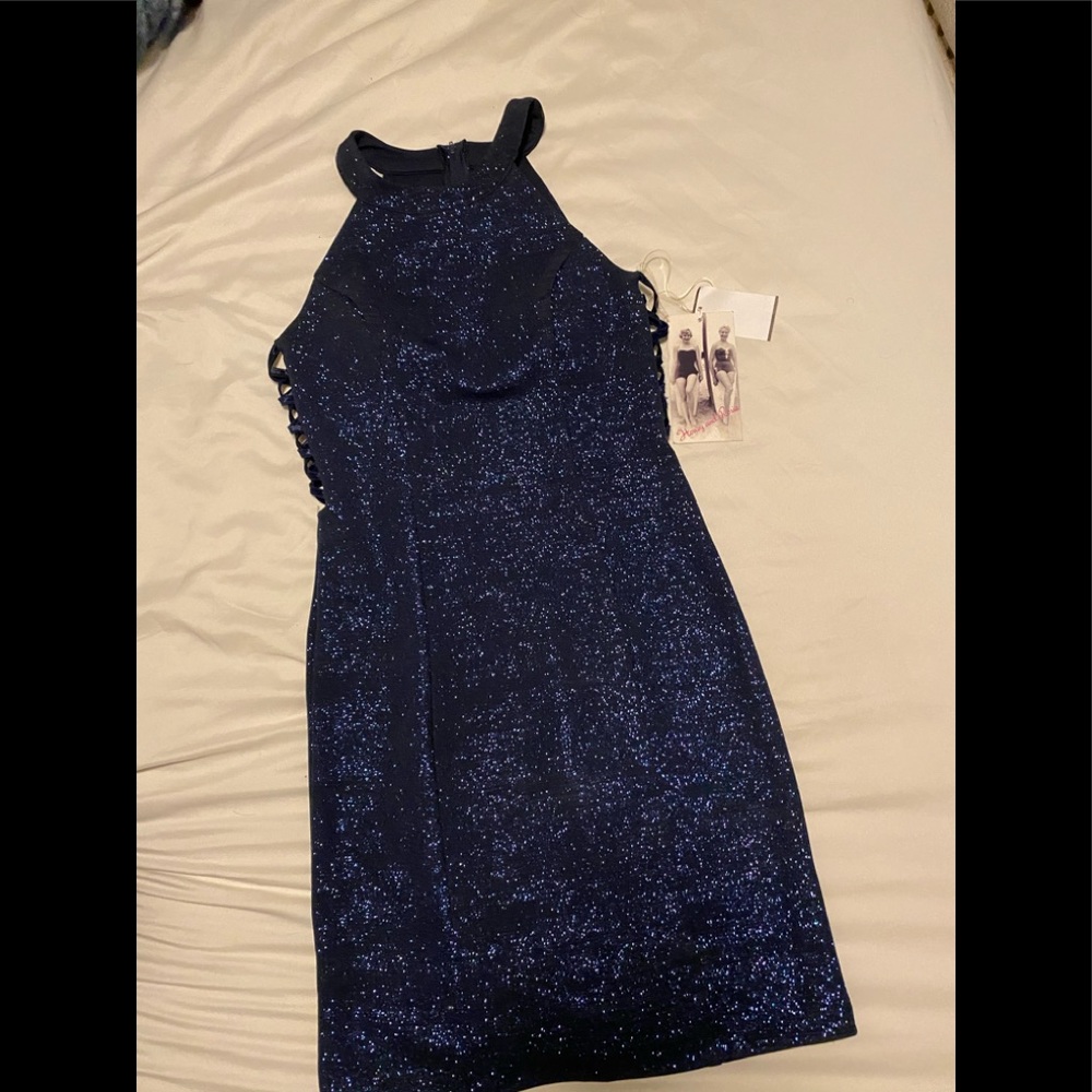 Navy blue turtle neck dress